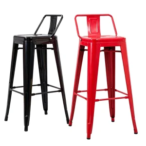 Modern Silla Tolix Style Metal Bar Stool with Backrest Footrest Stackable Industrial for Pub Kitchen Restaurant Counter High Seating