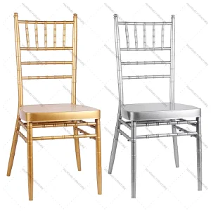 Modern Silver Chiavari Restaurant & Hotel Chairs with Iron Frame for Outdoor Dining and Garden Use