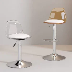 Modern Simple Acrylic Transparent bar Stool for Reception Kitchen and Living Room High legged and Adjustable