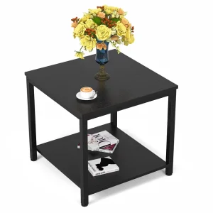 Modern Simple American Style Multi-Layer Wooden Square Side Table Iron Home Bedroom Corner Coffee Table Home Furniture
