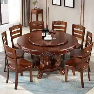 Modern Simple Chinese Restaurant Set Large Solid Wood Round Table and Chair Combination for Home Use Dining Tables