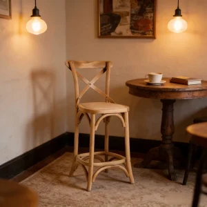 Modern Simple Commercial Home Bar Hotel Dining Height Wood Beech Wood Bar Stools for Living Room Bedroom UYIEM