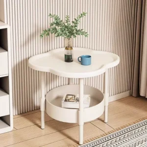 Modern Simple Cream Sofa Side Table Bedside Table Coffee Table Mobile Storage Rack Durable Plastic MDF