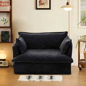 Modern Simple Cream Style Corduroy Fabric Removable Washable Single Sectional Sofa for Living Room Balcony Hotel