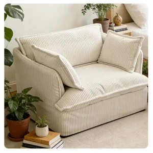 Modern Simple Cream Style Corduroy Fabric Removable Washable Single Sectional Sofa for Living Room Balcony Hotel Famous Hosts