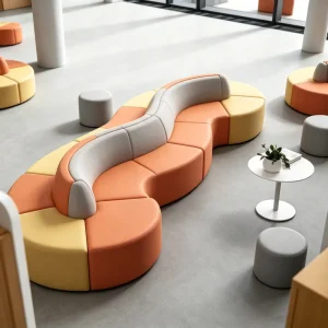 Modern Simple Curved Custom S Shaped Business Office Waiting Room Mall Hall Public Area Hotel Reception Nordic Sectional Sofa