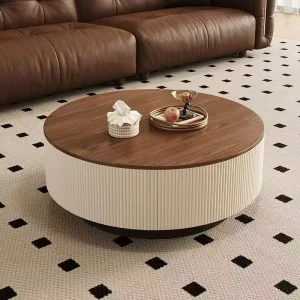 Modern Simple Design Home Round Living Room Furniture Solid Wood Natural Coffee Table