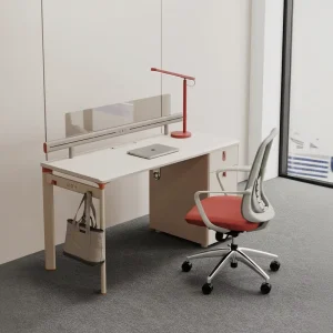 Modern Simple Design Single Person PVC Office Workstation Desk and Chair Set Single Row Office Booth Computer Desk
