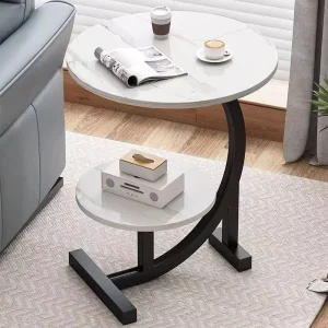 Modern Simple Design Small Solid Wood Coffee Table Metal Frame Movable Storage Side Table for Living Room