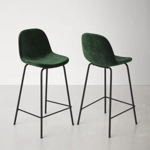 Modern Simple Design Velvet Bar Stools Kitchen Upholstered Bar Chairs With Metal Legs