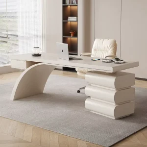 Modern Simple Female Solid Office Desk French Light Luxury Cream Style for Small Apartment Home Desk