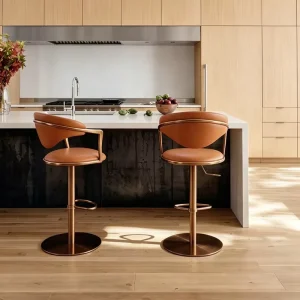 Modern Simple Frame Light Luxury Comfortable Lifting Rotating Bar Stool Backrest Household High foot Chair
