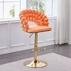 Modern Simple Household Bar Chair Set of 2 High Stool Front Desk Velvet Rattan Stools Swivel Adjustable Height Bar Stool