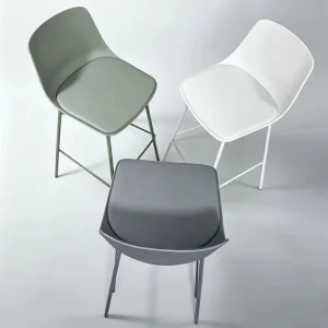 Modern Simple Italian Style Nordic Plastic Bar Stool with Backrest Non Rotatable Light Luxury Design for Household Bar Furniture