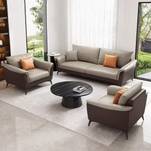 Modern Simple Leather Reception Set for Office Front Desk Three-Person Coffee Table Foldable for Business Living Room