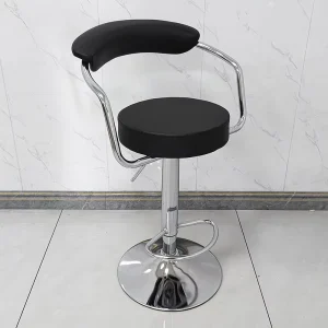 Modern Simple Lifting Rotating Metal Frame Bar Stool Backrest Seat Metal Pedestal Base Customized Color Commercial Bar Furniture