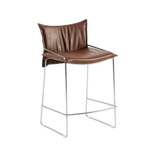 Modern Simple Light Luxury High end Bar Stool with Soft Bag Backrest and Armrests Metal Frame