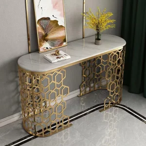 Modern Simple Luxury Console Table Side Table with Marble Top, Gold Stainless Steel, Entryway Hall, Customized Home Living Room Furniture