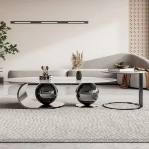 Modern Simple Luxury Home Living Room Coffee Table Stainless Steel Big and Small Round Side Table