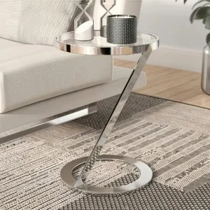 Modern Simple Luxury Metal Corner Table Stainless Steel Side Table Glass Top Small Coffee Table for Living Room