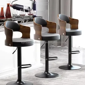 Modern Simple Luxury bar Stools Wooden Adjustable Swivel High Back Swivel Bar Chairs Low Back comfort bar Chairs