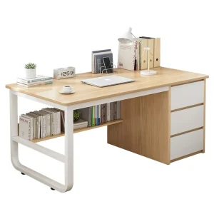Modern Simple Modular Wooden Writing Desk Home Office Bedroom Iron Computer Table Drawer Commercial Use Small Spaces Furniture