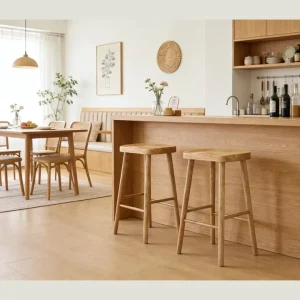 Modern Simple Nordic Bar Chair Solid Wood High Stool for Outdoor Hotel Living Room Use