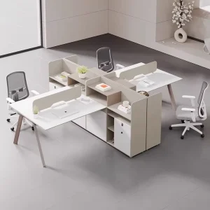Modern Simple Office Desk Chair Combination 446 People Computer Workstation with Screen Wooden Furniture for Staff Villa Use