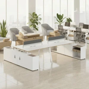 Modern Simple Office Desks Computer Workbench Metal Frame Wooden Panel Open Staff Workstations for Office Furniture Coworking
