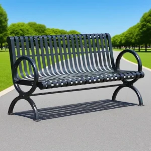 Modern Simple Outdoor Steel Bench Durable Metal Park 4 Seating Eco Friendly Water Resistant Villa Garden Patio Street Public