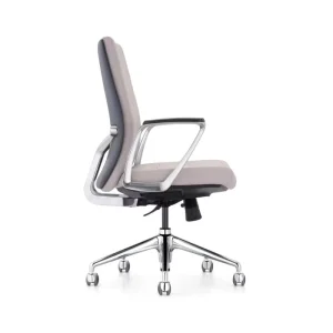 Modern Simple PU Leather Executive Business Office Chair with Aluminum Alloy Frame Adjustable Height Swivel Function