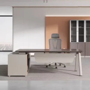 Modern Simple PVC Commercial Executive Desk and Chair Set Customizable Paint Free Office Furniture for Boss CEO Manager