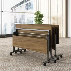 Modern Simple Panel Office Meeting Table Chair Set Long Folding Training Table Wheels for School Staff Discussions Use Training