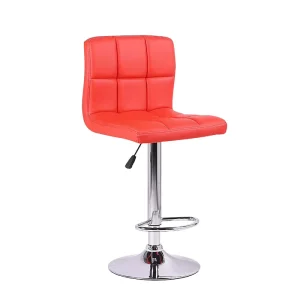 Modern Simple Red Leather Bar Chairs Counter Height Adjustable and Rotatable Casual High Bar Chairs