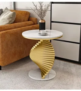 Modern Simple Round Coffee Table with Marble Top High Quality Steel Base Side Table for Dining Living Room Bedroom Bathroom