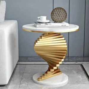 Modern Simple Round Coffee Table with Marble Top High Quality Steel Base Side Table for Dining Living Room Furniture
