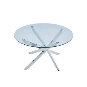 Modern Simple Stainless Steel Golden Tripod Tempered Glass Coffee Table Living Room Furniture Hotel KTV