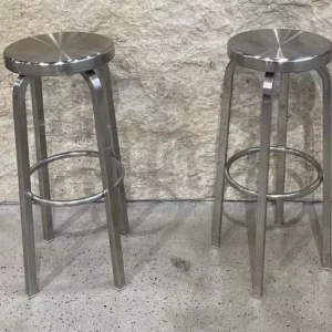 Modern Simple Stainless Steel High Bar Stool Round Top Cafe Island Counter Bar Stool Iron Art Bench