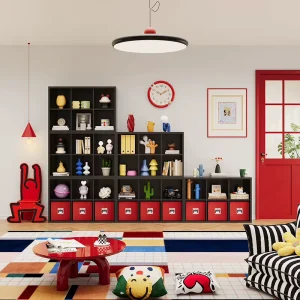 Modern Simple Steel Black Living Room TV Cabinet Bedroom Floor Storage Cabinet Modular Grid Organizer