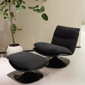 Modern Simple Style Fiberglass Customized Fabric Leisure Lazy Chair Stool Set Villa Hotel Balcony Lounge Sofa Chair Furniture
