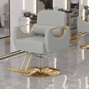 Modern Simple Style Hair Cutting Chair Stainless Steel Armrest Perming Height Adjustable Hairdressing Rotating Barber Chair