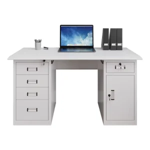 Modern Simple Style Stainless Steel Foldable Durable Office Desk Computer Table with Study Features for Home Office or Bedroom
