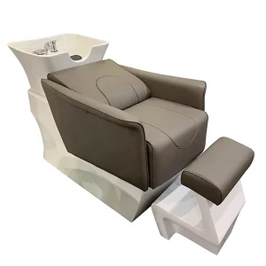 Modern Simple Synthetic Leather Shampoo Chair Stainless Steel Frame High Density Sponge Ceramic Basin Adjustable Footrest Beauty