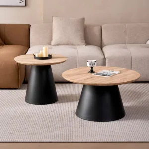 Modern Simple Tapered Stainless Steel Coffee Table with MDF Top Small Size for Small Apartment Living Room