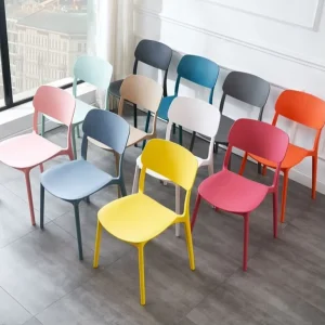 Modern Simple Thick Square Back Portable Waterproof Plastic Chair for Living Room Office Negotiation Dining Outdoor