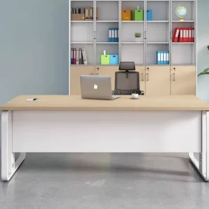 Modern Simple White Ergonomic Durable Eco Friendly Office Computer Desk Set Wooden Panel for Commercial Use Hospitals
