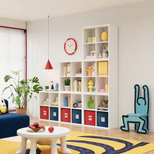 Modern Simple White Steel Living Room TV Cabinet Bedroom Storage Cabinet Modular Grid Shelf