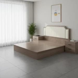 Modern Simple Wood Hotel Bed Frame Guesthouse Furniture Single Bed Guest Room Apartment Homestay Full Set Double Bedroom