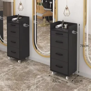 Modern Simple Wooden Baking Paintair Hair Salon Trolley Cart With 4 Wheels for Commercial Salon Furniture