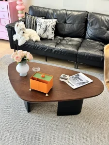 Modern Simple and Luxurious Black Solid Wood Coffee Table with Adjustable Design for Living Room Furniture TD-1042